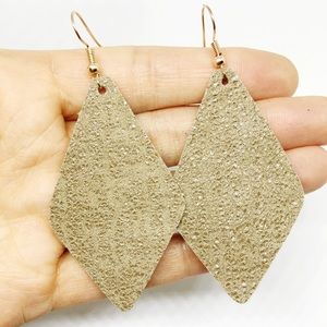 Joanna Gaines inspired taupe leather earrings
